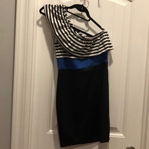 Bebe one shoulder body con dress